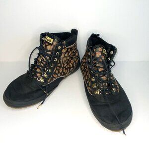 Keds Woman Leopard Duck Boot Ankle Sneaker Hightop: Size 8W